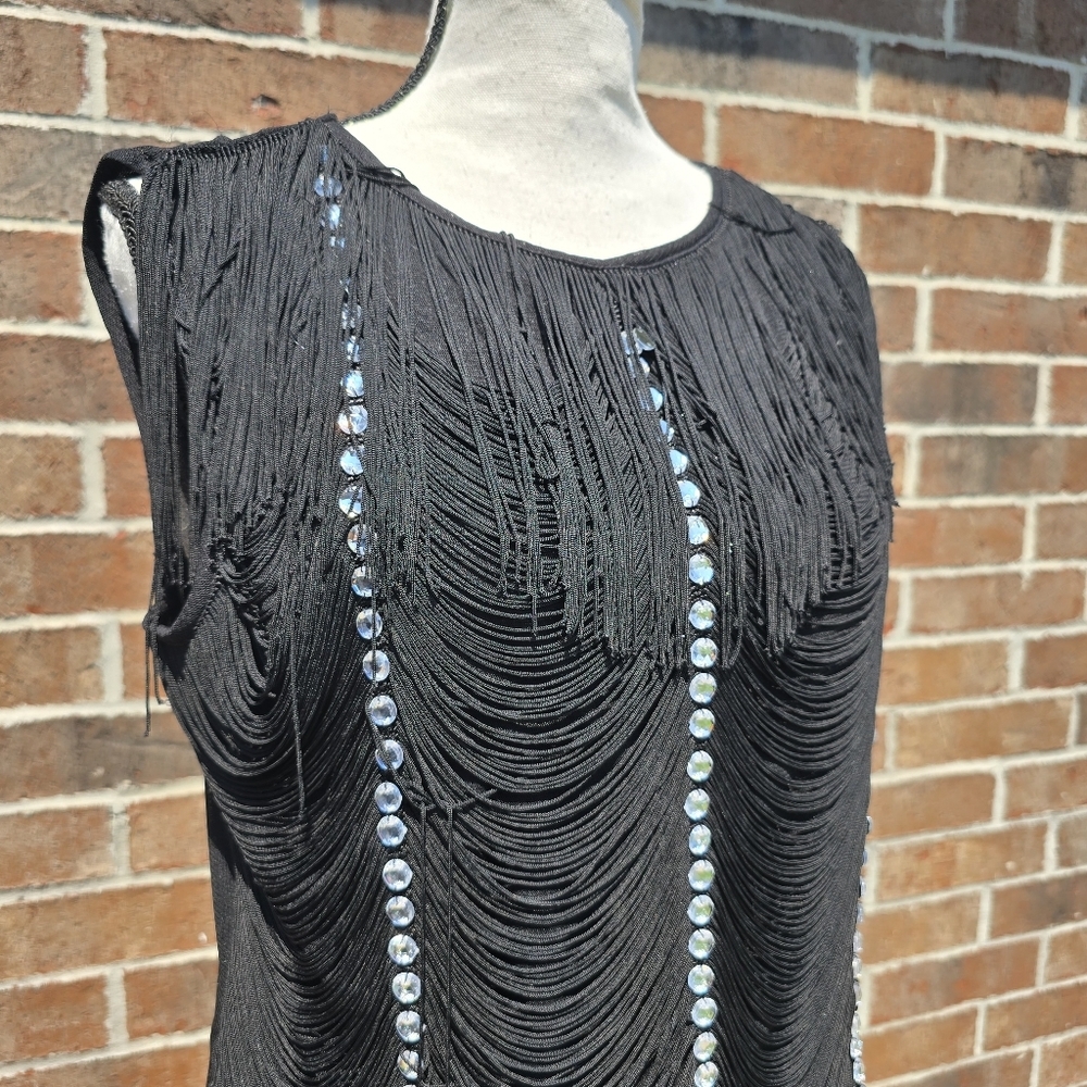 Fringe Flapper Dress With Crystals - Picture 3 of 10